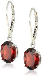 Sterling Silver Oval Gemstone Dangle Earrings