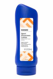 Amazon Brand - Solimo Sport Sunscreen Lotion, SPF 30, Reef Friendly (Octinoxate & Oxybenzone Free), Broad Spectrum UVA/UVB Protection, 8 Fluid Ounce