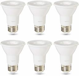 AmazonBasics Commercial Grade LED Light Bulb 50W Equivalent, PAR20, Dimmable, 6-Pack