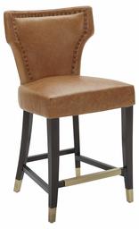 Amazon Brand – Stone & Beam Leather Counter-Height Barstool with Brass Nailhead Trim, 39