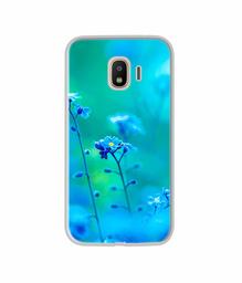 Amazon Brand - Solimo Designer Blue Flower UV Printed Soft Back Case Mobile Cover for Samsung Galaxy J4