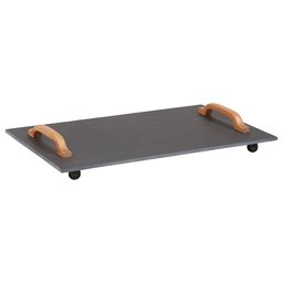 Rivet Modern Stone and Birch Serving Decor Tray - 13.75 x 9 x 2.5 Inch, Black and Wood