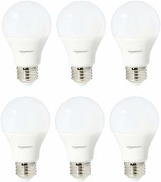 AmazonBasics Bombillas LED no regulables (A19 y A21) (renovadas), 60 watts, Paquete de 6, Daylight