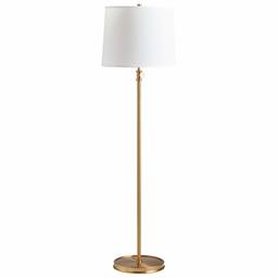 Stone & Beam Traditional Living Room Standing Floor Lamp With Light Bulb - 14 x 10 x 60 Inches, Brass with Linen Shade