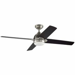 Amazon Brand – Stone & Beam Modern Indoor Remote Control Ceiling Fan With Integrated LED Light - 52 x 52 x 8.94 Inches, Brushed Nickel