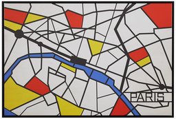 Amazon Brand – Rivet Pop Art Print of Paris Map in Primary Colors Modern Wall Art, 26