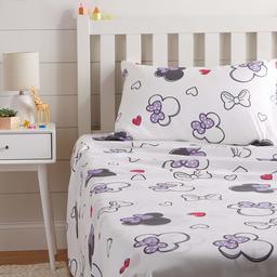 AmazonBasics by Disney Minnie Mouse Purple Love Bed Sheet Set, Twin