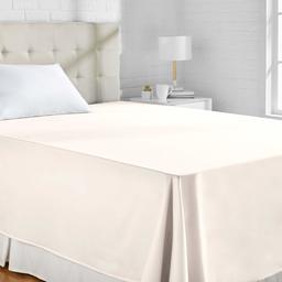 AmazonBasics 400TC Cotton Sateen Wrinkle Free Flat Sheet, White 275 x 275 + 10 cm