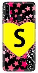 Amazon Brand - Solimo Designer Heart Pattern Alphabet-S 3D Printed Hard Back Case Mobile Cover for Samsung Galaxy A20s