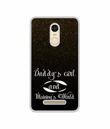 Amazon Brand - Solimo Designer Daddy's Girl and Mummy World UV Printed Soft Back Case Mobile Cover for Mi Redmi Note 3