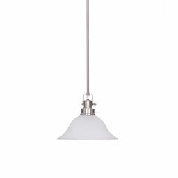 Ravenna Home Frosted Glass Pendant Light Fixture with LED Light Bulb - 12.25 x 12.25 x 53.50 Inches, Brushed Nickel