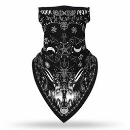 WAMSOFT Unisex Face Bandana Ear Loops Face Cover Scarf Sun Protection Paisley Balaclava Summer Totem Neck Gaiters for Dust Motorcycle, Black 1 Pack