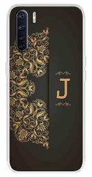 Amazon Brand - Solimo Designer Multicolor Black Pattern Alphabet-J Printed Soft Back Case Mobile Cover for Oppo F15