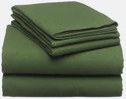 Pinzon 160-Gram Solid Flannel Full Sheet Set, Olive