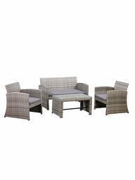 AmazonBasics Outdoor Patio Garden PE Rattan Textured Faux Wicker Modular Sofa - 4-Piece Set, Brown and Grey Rattan