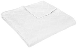 Pinzon 100-Percent Stone Washed Cotton Diamond Matelasse Coverlet, Full/Queen, White