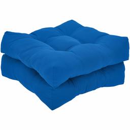 Amazon Basics Tufted Outdoor Seat Patio Cushion - Pack of 2, 19 x 19 x 5 Inches, Blue