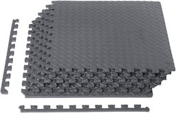 AmazonBasics Exercise Mat with EVA Foam Interlocking Tiles-grey