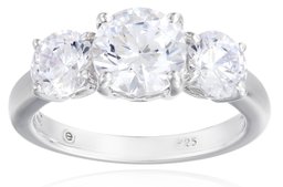 Platinum-Plated Sterling Silver Round 3-Stone Ring made with Swarovski Zirconia (3 cttw), Size 6