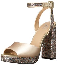 The Fix Gia Colorblock Platform Sandal with Ankle Strap Tacco, Prosecco Gold Multi, 7