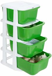 Amazon Brand - Solimo Plastic Multipurpose Modular Drawer, 4 Racks, Green