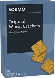 Amazon Brand - Solimo Wheat Crackers, Original Flavor, 9.1 Ounce