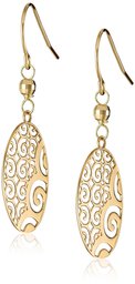 14k Yellow Gold Oval Ornament Earrings