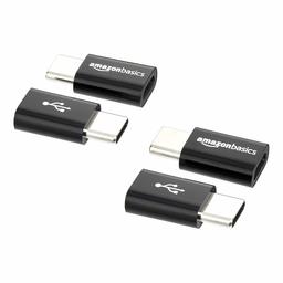 AmazonBasics USB-C (Male) to Micro USB (Female) Adapter - Black, 4-Pack