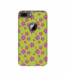 Amazon Brand - Solimo Designer Pink Flower Patterns 3D Printed Hard Back Case Mobile Cover for Apple iPhone 8 Plus (with Logo Cut)