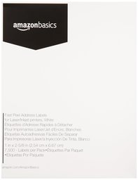 AmazonBasics Fast Peel Address Labels for Laser/Inkjet Printers, White, 1 x 2-5/8 Inch Label, 7,500 Labels