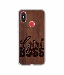 Amazon Brand - Solimo Designer Girl Boss On Wood UV Printed Soft Back Case Mobile Cover for Mi A2