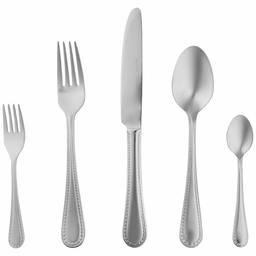 AmazonBasics 20-Piece Stainless Steel Flatware Set with Pearled Edge, Service for 4