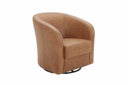 Amazon Brand – Rivet Rione Modern Leather Swivel Chair with Rounded Back, 30.3