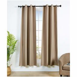 AmazonBasics Room-Darkening Blackout Curtain Set with Grommets - 117 x 228 cm, Chocolate