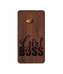 Amazon Brand - Solimo Designer Girl Boss On Wood 3D Printed Hard Back Case Mobile Cover for Microsoft Lumia 535