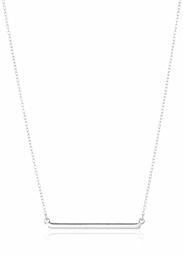 Rhodium Plated Sterling Silver Bar Necklace, 18