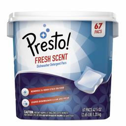 Amazon Brand - Presto! Premium Dishwasher Detergent Pacs, Fresh Scent, 67 count