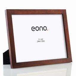 Eono by Amazon - Document Frame/Certificate Frames Made of Solid Wood High Definition Glass and Display Certificates 22x28 cm Standard Paper Frame with Stand Brown