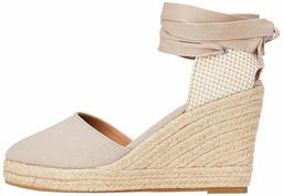 find. Amazon Brand Wedge Close Toe Canvas Espadrille Sandal, Beige (Beige), 7 UK