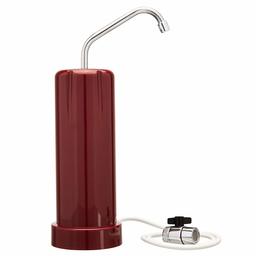 AmazonBasics AMZN-G30CR Filtration System | 30,000 Gallons, Chlorine, Taste and Odor Reduction Countertop Filter - Red Finish