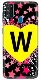 Amazon Brand - Solimo Designer Heart Pattern Alphabet-W 3D Printed Hard Back Case Mobile Cover for Samsung Galaxy M21 / M30s