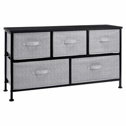 AmazonBasics Extra Wide Fabric 5-Drawer Storage Organizer Unit for Closet, Black