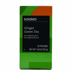 Amazon Brand - Solimo Ginger Green Tea Bags, 20 Count