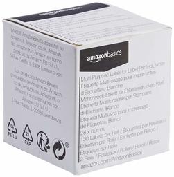 AmazonBasics - Etiquetas multiusos para impressoras de etiquetas, branco, 28 mm x 89 mm, 130 etiquetas por rolo, 2 rolos