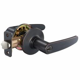 AmazonBasics Straight Door Lever with Lock, Entry, Oil Rubbed Bronze