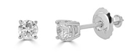 AGS Certified 14k White Gold Round-Cut Diamond Stud Earrings (1/2cttw, K-L Color, I1-I2 Clarity)