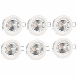 AmazonBasics 5W LED Integrated Recessed Spotlight, Round, 70mm (Cut out), 2700K, Warm White, 6-Pack