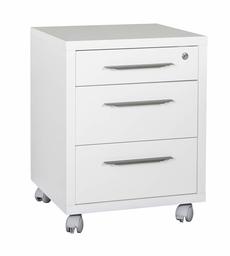 Marchio Amazon - Movian - Mobile 3 cassetti con ruote, 49 x 63 x 45 cm, bianco lucido