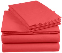 AmazonBasics 'Everyday' Set copripiumino in 100% cotone, Rosa salmone 200 x 200 cm & 2 federe 80 x 80 cm