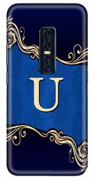 Amazon Brand - Solimo Designer Blue Pattern Alphabet-U 3D Printed Hard Back Case Mobile Cover for Vivo V17 Pro